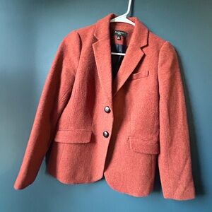 Talbots Petites Wool Blend Blazer Jacket Rust Burnt Orange Size 2P